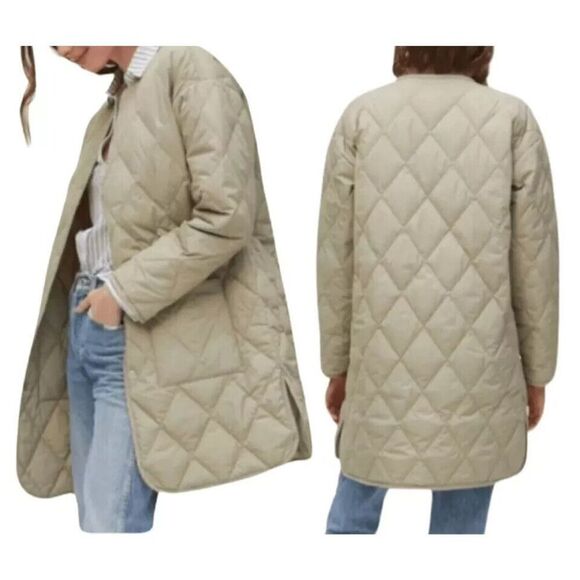 Michael Stars SFDQL27X Women Sz 3X LT Olive Sonnet Snap Front Quilted Coat - Picture 9 of 9